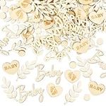 Scettar 120 Pieces Wooden Baby Shower Confetti Baby Shower Table Decorations Boy or Girls Baby Confetti for Baby Shower/Baby Gender Reveal Party