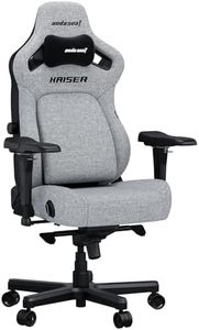 Anda Seat Kaiser 4 Gaming Chair for Adults - Large Reclining Video Game Chairs with 4-Level Pop-Out Lumbar, Linen Fabric, Heavy Duty Neck & Back Support - Grey Fabric Ergonomic Gaming Chair