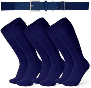 XZQTIVE 3 Pairs of Baseball Socks and 1 Baseball Belt Combo Set Adjustable Softball Belt and Softball Socks for Youth Adult