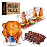 Modern Innovations Grill Racks, Chicken Leg Rack Drumstick Holder, Beer Can Chicken Holder Butt Stand, BBQ Smoke Rib Rack, Smoker Accessories Gifts For Men, Smoking and Grilling Gift Set