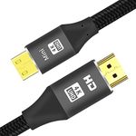 tunghey Mini HDMI to HDMI Cable, Braided High Speed 4K 60Hz HDMI 2.0 Cord, Compatible with Camera, Camcorder, Tablet and Graphics/Video Card, Laptop, Ra-spberry Pi Zero W (3M)