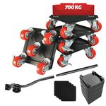 HASTHIP® Carbon Steel Furniture Lifter With Heavy Duty Roller Pads, 700kg Max capacity Furniture Dolly for Moving Heavy Furniture Tool Set, 360° Shift Wheels 5-Wheel Moving Dolly for Table, Sofa