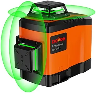 DOVOH Laser Level 360 Self Leveling, High Accuracy 3D Green Line Laser Leveler for Construction 12 Lines 66ft Dual Rechargeable Batteries for Drop Ceiling Tiling Installation, K3-360G