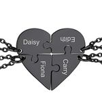 GOLDCHIC JEWELRY Best Friend Forever Heart Shape Puzzle Necklaces 4pcs, BBF Friendship Pendant Necklace Family Jewelry Sets