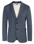 PJ PAUL JONES Men's Casual Houndstooth Blazer Jacket Notch Lapel 2 Buttons Sport Coat Jacket (Grid-Blue M)