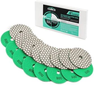 Diamond Polishing Pad Dry LEKOMESH - 8pcs 4-Inch (100mm) #800 Dry Polishing Wheel Set for Granite Marble Artificial Stone Quartz,Granite Polishing Pads for Grinder or Polisher