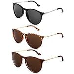 Bestomrogh 3Pack Vintage Round Sunglasses for Women, Classic Retro Polarized Sunglasses Ladies Sunglasses