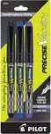 PILOT Precise Varsity Pre-Filled Fountain Pens, Medium Point Stainless Steel Nib, Black/Blue/Purple Inks, 3-Pack (90022)