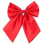 Ladies Girl Bowknot Bow Tie - Adjustable Pre-tied Solid Color Handmade Bowties for Women Costume Accessory (Hot Red)