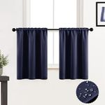 Bunk Bed Curtains for Bottom Top Kids Teen Boys Dorm 2 Panels Set Thermal Insulated Cold Blocking Short Blackout Privacy Curtains for Bathroom Small Bedroom Window Playroom,36 Inch Length,Navy Blue