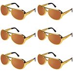 50's 60's Glasses – 6 Pairs 50's Rockstar Aviator Sunglasses, Funny Party Costume for Celebrity