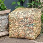 Izabela Peters Designer Waterproof Garden Outdoor Cube Pouffe - Vintage Map of London, Vintage Map Collection - Designed, Printed & Handmade in the UK