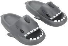 Bioworld Shark-Themed Men's Gray Single Molded Slide Sandals -Large