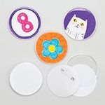 Baker Ross E1754 Design Your Own Badge (Pack Of 10) For Kids To Decorate and Kids Party Bag Fillers White 5.5 cm