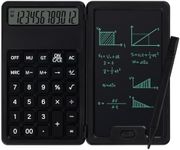 Desk Portable Basic Calculator with Notepad and Stylus, 12 Digit Large Display Multi-Function for Office, School, Home & Basic Financial (Black)