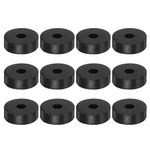 HARFINGTON 12pcs Rubber Spacer 1.2 Inch OD 0.3 Inch ID 0.4 Inch Thick Neoprene Round Anti Vibration Isolation Pads Isolator Rubber Washers Bushings for Home Cars Boat Accessories, Black