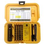 Chapman MFG 5589 Ultimate Gunsmith Screwdriver Set - Slotted, SAE Hex, Phillips, Grip Screw & Star Bits (Fit Torx Screws) - 32 USA Made Bits + Mini Ratchet, Screwdriver Handle, Spinner & Extension