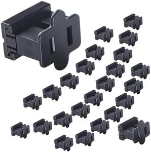 Aniai (25) Pack Vampire Plug, Slip and Slide Plug Add,Extension Cord Ends Male and Female, Replacement Electrical Plug 2 Prong, SPT-2 Wire (spt2 Female, Black)