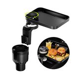 SodaRide Car Cup Holder Tray - Cup Holder Expander For Car - 3 in 1 Detachable Car Food Table Tray Drink Holder with Solid Base - Road Trip Essentials Car Accessories - Fits Yeti, Hydro Flask 32/40 oz