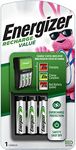 Energizer Rechargeable AA and AAA Battery Charger with 4 Rechargeable AA Batteries, Recharge Value Battery Charger for Double A Batteries and Triple A Batteries