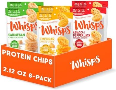 Whisps Cheese Crisps Variety Pack | Protein Chips | Healthy Snacks | Protein Snacks, Gluten Free, High Protein, Low Carb Keto Food | Parmesan, Cheddar Cheese, Asiago, Pepper Jack (2.12 Oz, 6 Pack)