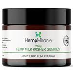 Hemp Miracle Hemp Milk Kosher Gummies 150 mg | Organic Hemp Oil Gummies | 100% Natural Hemp Gummy for Adults | 10 Gummies (15 mg per Gummy) 10-Gummy (10 Count (Pack of 1), Raspberry Lemon Guava)