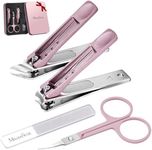 MelodySusie Manicure Set, Professional Nail Clippers Set, 4 in 1 Manicure Kit for Women, Stainless Steel Fingernail Toenail Clippers, Pedicure Nail Care Grooming Kit, Stocking Stuffers Gifts, Pink