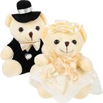 LUOZZY 2Pcs Wedding Plush Bear Doll Bride and Groom Wedding Bear Ornament Stuffed Bear Doll for Valentine Anniversary Wedding Birthday