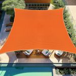 Falflor 3x3m Sun Shade Sail Rectangle Waterproof Shade Sail Durable Awning for Patio UV Block Outdoor Garden Canopy for Party Backyard Lawn(Orange)