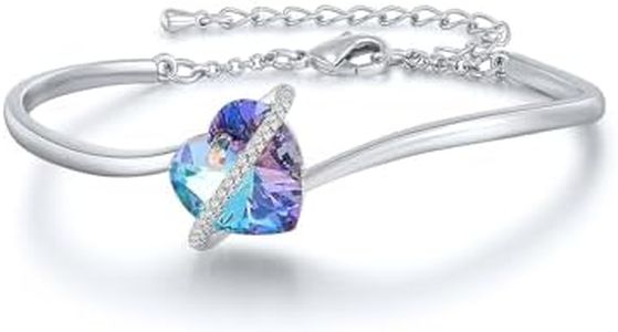 GEORGE · SMITH Bracelets Argent Plaqué Amour Coeur Cristal Bracelet pour Femmes Filles Bijoux Anniversaire Fête des Mères Saint Valentin Cadeaux pour Maman Elle (Violet)