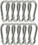 SIGNATRON 6x60 mm Stainless Steel Spring Snap Hook Carabiner/Hook Swing Connector/Heavy Duty Multipurpose (Silver) - Pack of 12