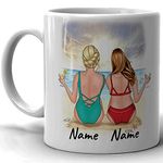 4GIFTSAKE Personalised Tea Coffee Mug for Women Beach Lovers - Customised Ceramic Cup for Best Friend - Easy Grip Handle - Soul Sisters Beach Please Mug - Modified Gift