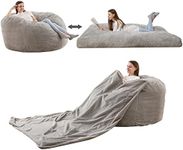 Homguava Chenille Bean Bag Chair, Variable Shape from Bean Bag to Matress, Convertible Beanbag Chair for Home, Living Room(Queen,Grey)