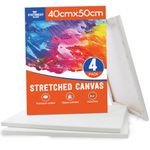 STATIONERY ISLAND 4 Pack Stretched Canvas 40x50cm, Large Canvas for Painting 100% Cotton Acid Free Professional Art Canvases for Acrylic Oil Gouache Watercolour(16“ X 20”)