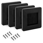 kwmobile Flush Brush Wall Plate - 4X European Single Gang Flush Wall Mounted Brush Faceplate to Cover Outlets, Sockets and Tidy Up Wires - Black