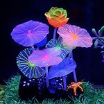 Uniclife Glowing Effect Lotus Ornament Silicone Decor Aquarium Decoration for Fish Tank with Suction Cup