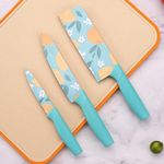 ZEPLORE Knife Set for Kitchen ^ Professional 3 Pieces High Carbon Stainless Steel Colour Printed Coated Chef Knife I Utility Knife I Sontuku Knife I Kitchen Knives with Ergonomic Handle. (Sky Blue)