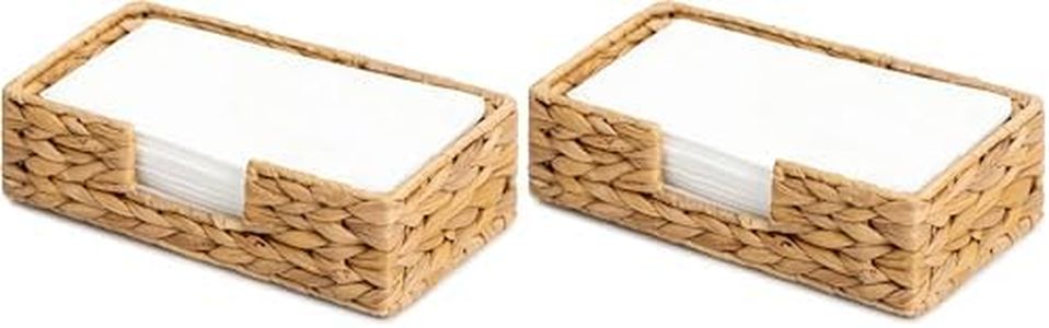StorageWorks Water Hyacinth Napkin Holder for Bathroom, Wicker Napkin Baskets for Bathroom, Guest Towel Holder, 9 ¾"L x 5"W x 2 ¾"H, 2 Pack