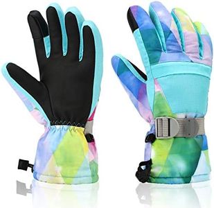 Yidomto Ski Gloves, Waterproof Touchscreen Snow Gloves, Warm Winter Gloves for Cold Weather, Thermal Snowboarding Gloves - for Men Women Kids Boys and Girls (Light Blue-M)