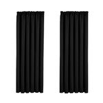 Aspire Homeware Blackout Curtains - Pencil Pleat Black Out Curtains for Bedroom Thermal Insulated Super Soft Tape Top Living Room Black Curtain & Drapes with Tie Backs 66 x 54 Inch, 2 Panel