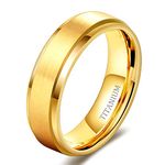 TIGRADE 4mm 6mm 8mm 10mm Black Titanium Rings Wedding Band Matte Comfort Fit for Men Women Size 3-15,Gold 6MM, Size 10