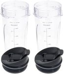 16oz Replacement Cups for Ninja QB3001SS BL660 BL770 Fit Compact Personal Blender, 16oz Cups Blender Replacement part Fit Ninja BL780 BL810 BL820, Ninja Single Serve Cups with Sip & Seal Lids- 2 Pack