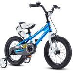 RoyalBaby BMX Freestyle Kids Bike, Boy's Bikes and Girl's Bikes with Training Wheels, Gifts for Children, 14 inch Wheels, Blue