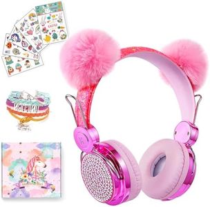 Unicorn Wireless Headphones for Kids,Cat Ear Bluetooth 5.0 Over Ear headphones with Microphone for Cellphone/iPad/Laptop/PC/TV/PS4/Xbox One, Foldable Stereo Gaming Headset for Girls Teens Gift