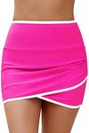 GRAPENT Neon Pink Skirt Neon Swim Skirt Full Coverage Bikini Bottom Color Block Swimsuits for Women Cruise Wear for Women 2024 Skort Swimsuits for Women Neon Pink Size Small US Size 4 to Size 6