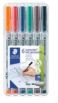 Chessex Staedtler Lumocolor Non-Permanent Overhead Projection Markers Assorted Colors Medium 1.0 mm Set of 6 (315 WP6 ST)