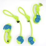 YESWOOD! Tug of War Dog Toy Small Breed,Dog Ball with Rope,4-Pack Rope with Ball Attached for Small and Medium Breed 0-60 Pounds,Puppy Interactive Toy