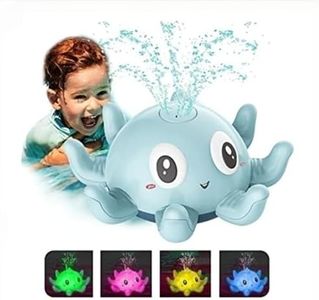 QINGBAO Baby Bath Toys,Octopus Bath Toys for Toddlers ,Light Up Bath Toys with LED Light,Octopus Spray Water Bath Toy, Water Spray Toy with LED Light,Gifts for Boys Girls (Blue)