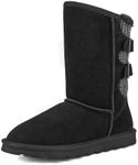 DREAM PAIRS Women's Mid Calf Winter Snow Boots Fashion FuzzyChic Buckle Booties,Size 8,Black,Sweaty-Buckle