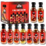 Kimm & Miller 9 Hot Sauce Gift Set Selection Pack - Smokin' Canyon Hot Chilli Sauce Gift Set with 9 x Assorted Spicy Sauces - Great Novelty Gifts for Men, Women & Teens